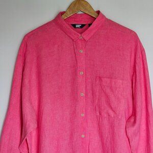 Lands' End Pink Button Down Shirt 100% linen